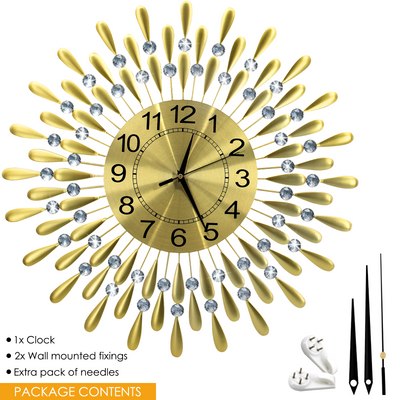 Crystals Quartz Jeweled Wall Clock