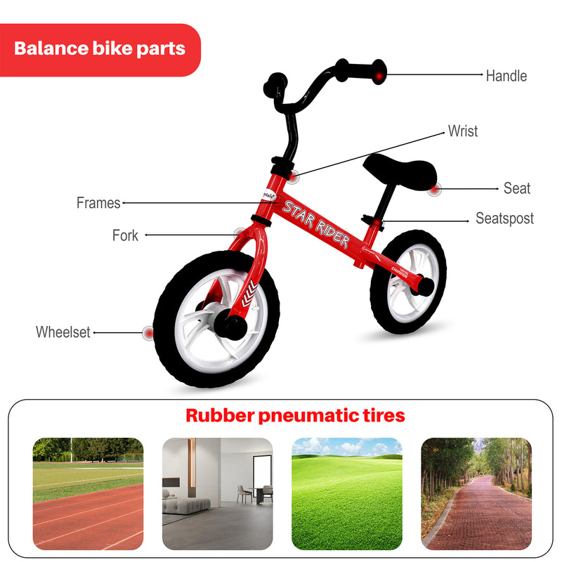 Star Rider 12" Kids Balance Bike For 2-6 Years