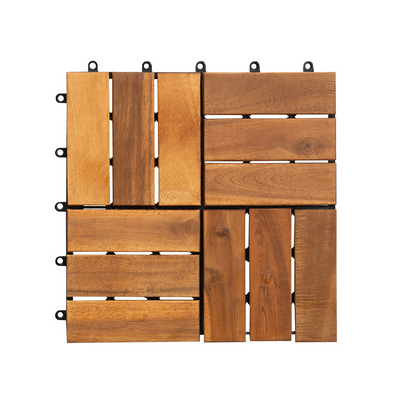 6 x Interlocking Wooden Decking Tiles 30x30cm