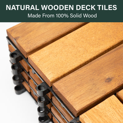 6 x Interlocking Wooden Decking Tiles 30x30cm