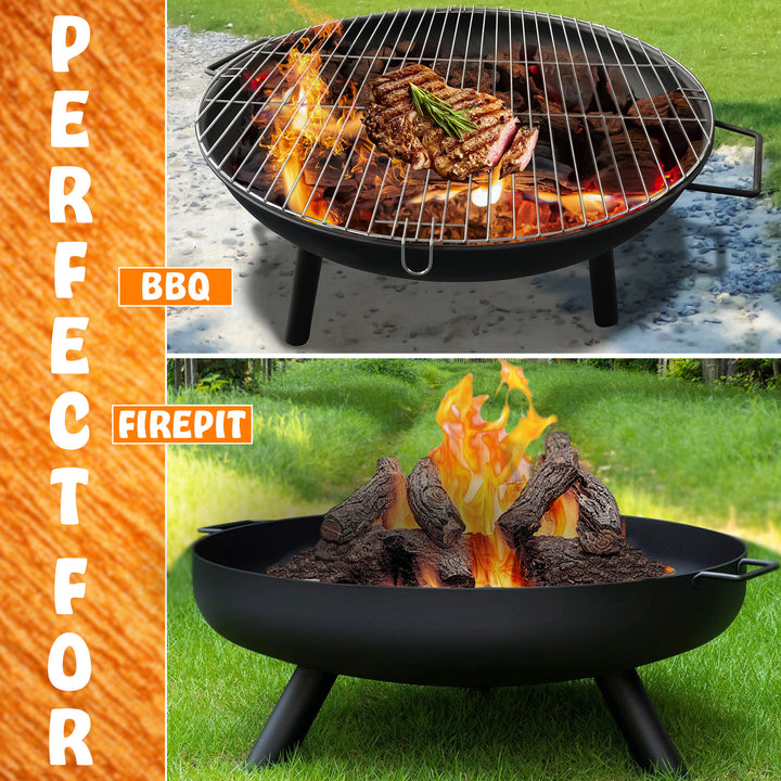 23 Large Round BBQ Steel Fire Pit Dennyshop UK