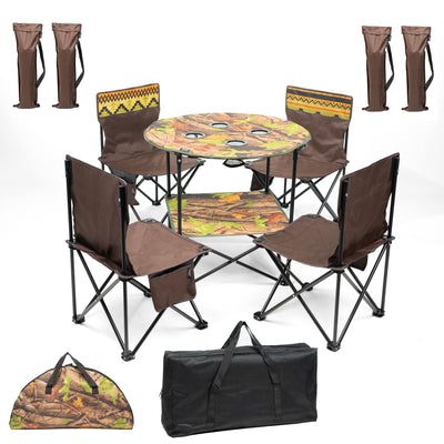 5Pc Foldable Camping Table & Chair Set