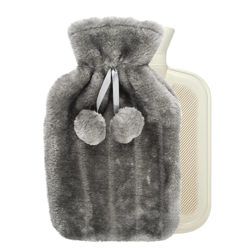 Large 2L Natural Rubber Hot Water Bottle Grey