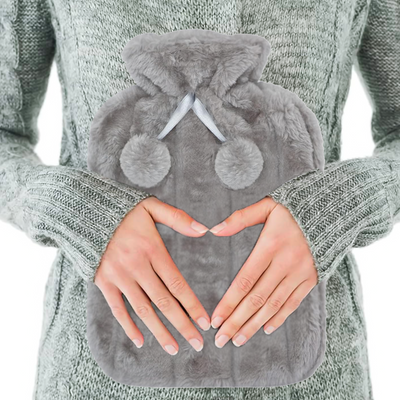 Large 2L Natural Rubber Hot Water Bottle Grey