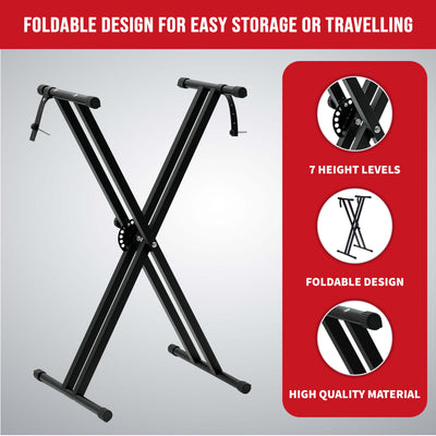 Double Tubes  X Frame Keyboard Stand