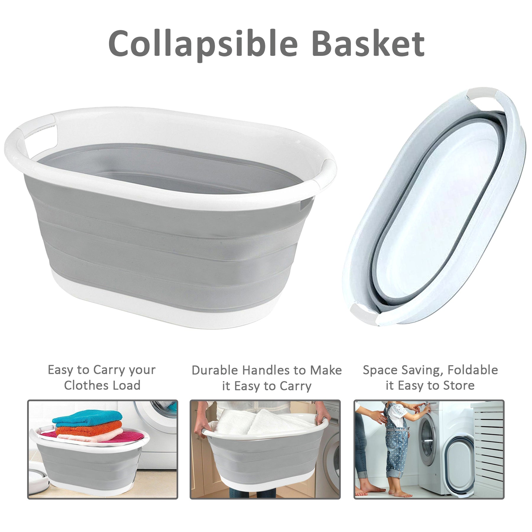 Silicone Collapsible Laundry Basket Folding Cloth Washing Storage Bin 22L