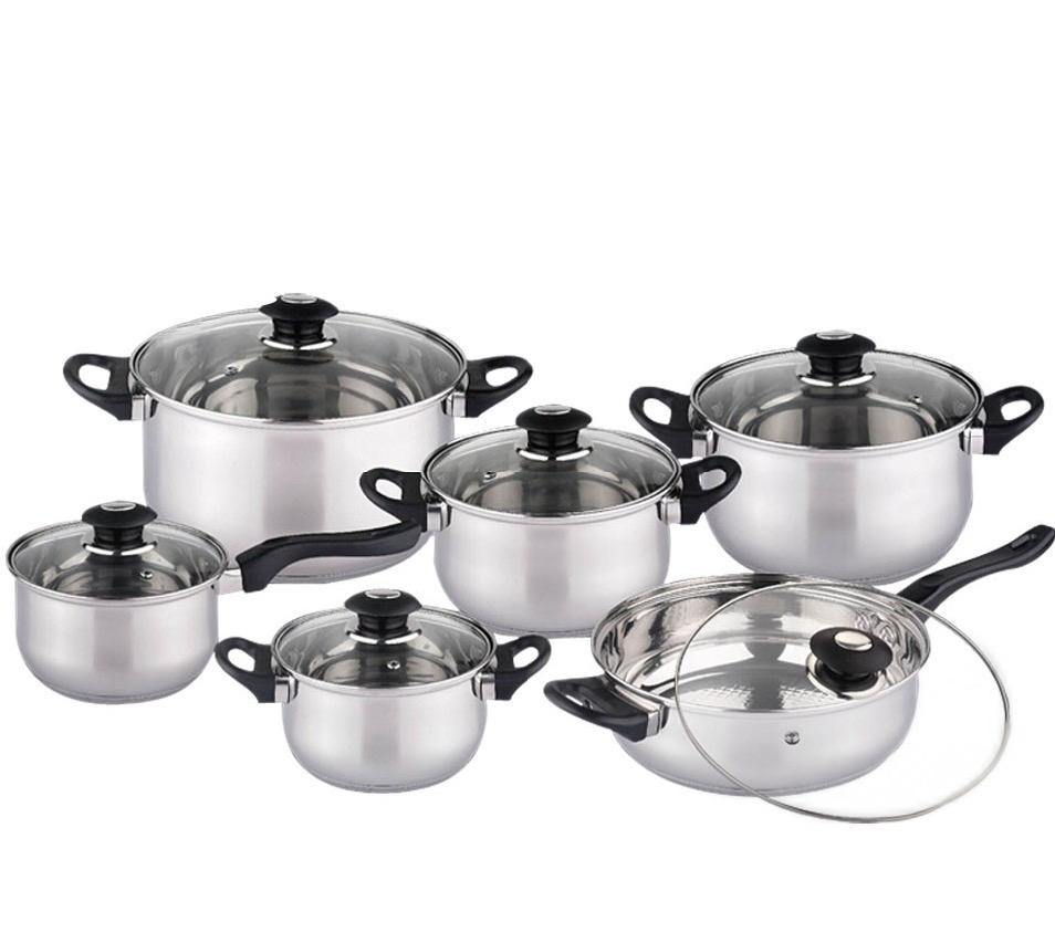 12Pc Stainless Steel Induction Stock Pot | Dennyshop UK